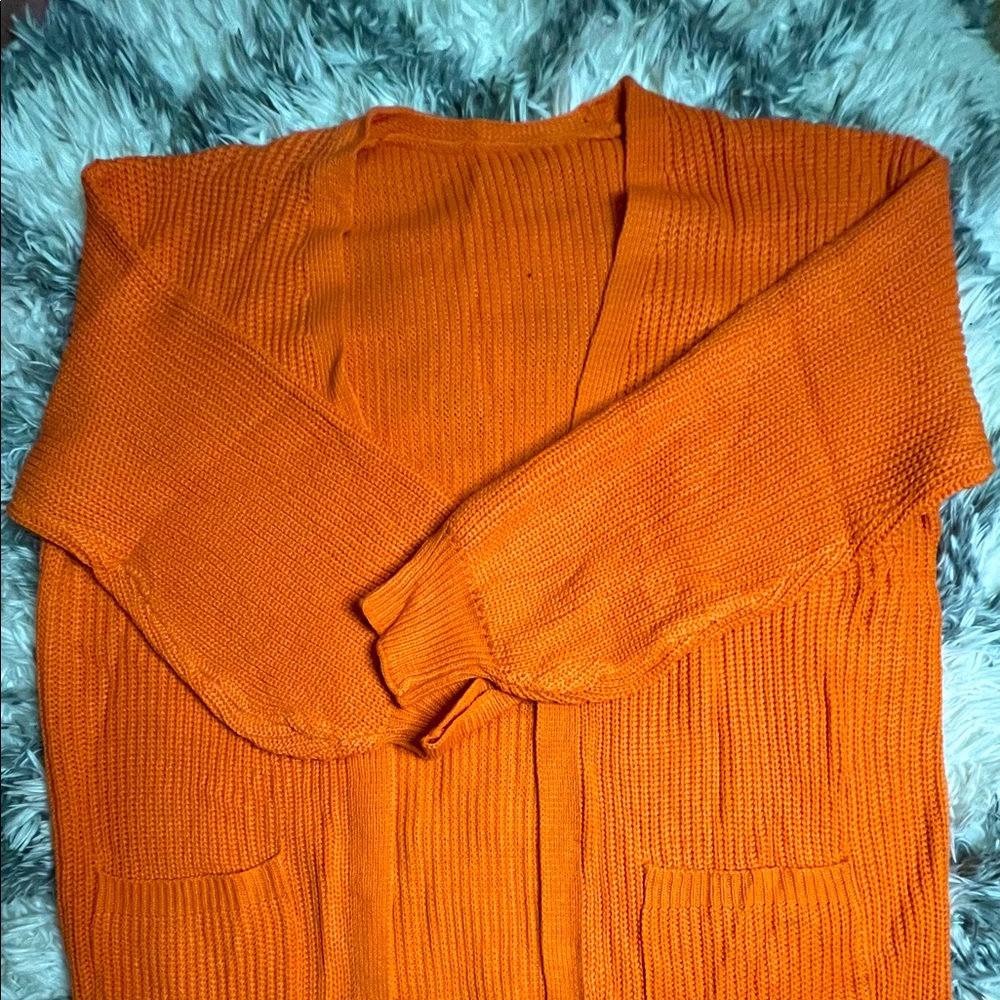 Orange Knit Cardigan